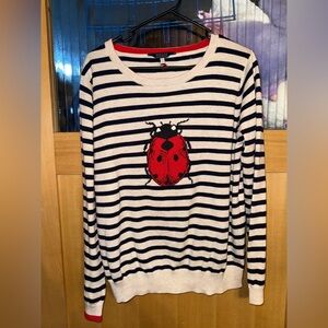 Joules Knitwear Size 12 Lady Bug And Stripes Pullover  Sweater M/L